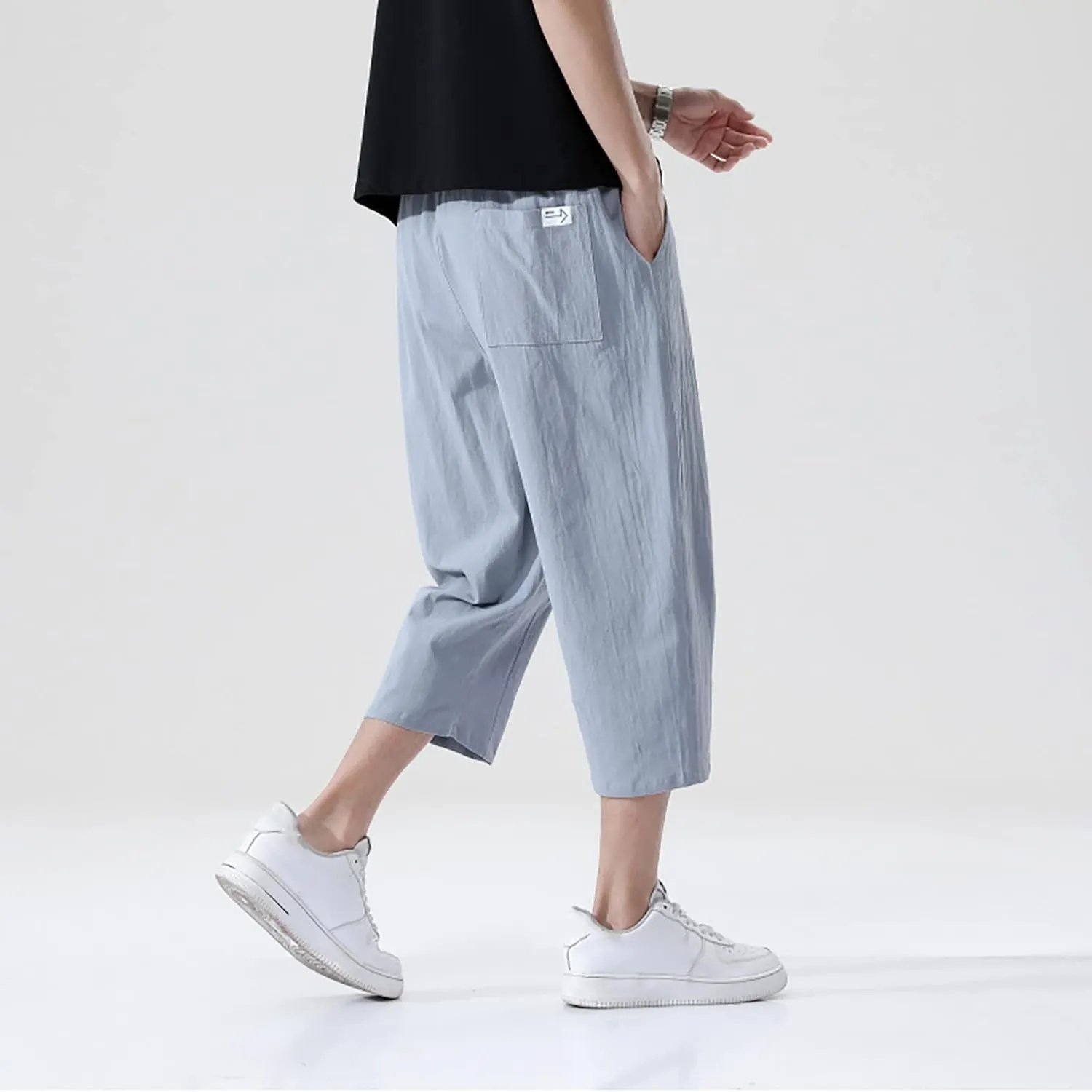3/4 Leg Shorts for Men Summer Elastic Waist Fit Breathable Loose Elasticity Comfy Fashion Comfy Trendy Trousers