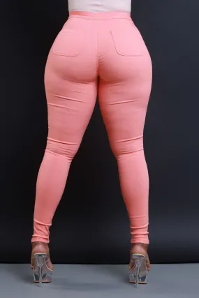 $5 Super Swank High Waist Stretchy Jeans - Orange Sorbet