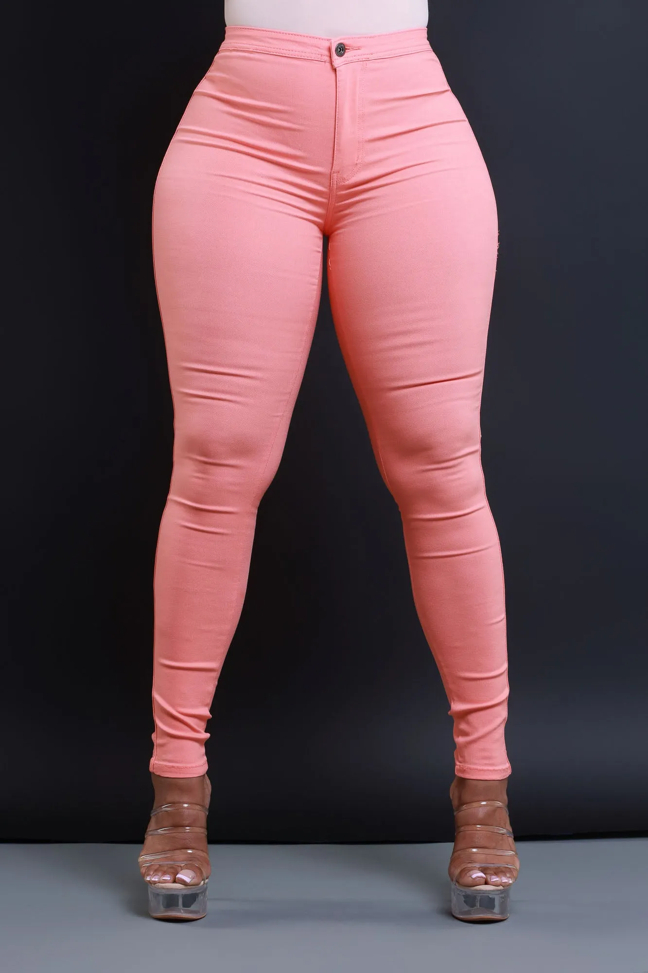 $5 Super Swank High Waist Stretchy Jeans - Orange Sorbet