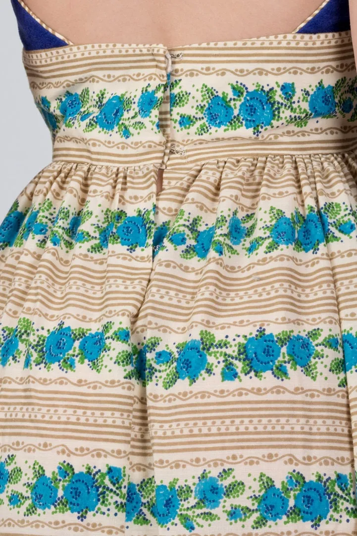 70s Candi Jones Floral Halter Maxi Dress - Extra Small