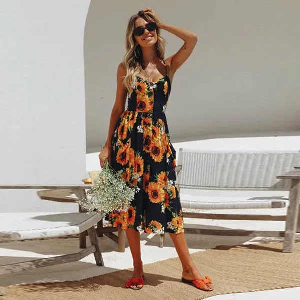 Boho Floral Mid Sundress