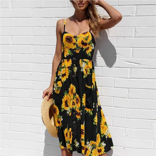 Boho Floral Mid Sundress