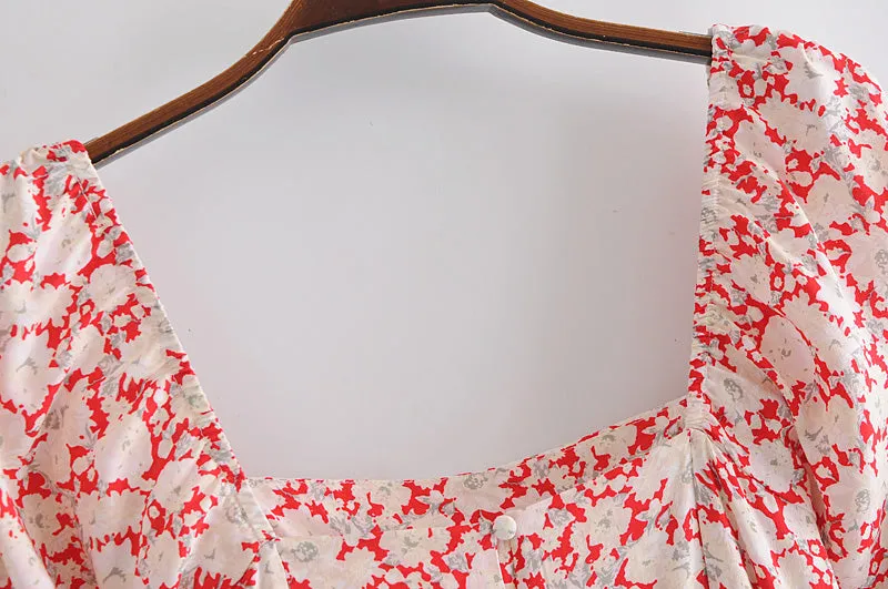 Boho Maxi Dress, Off  Shoulder Sundress, Red Peony