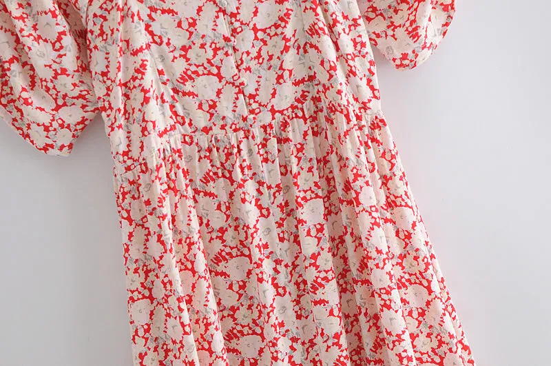 Boho Maxi Dress, Off  Shoulder Sundress, Red Peony