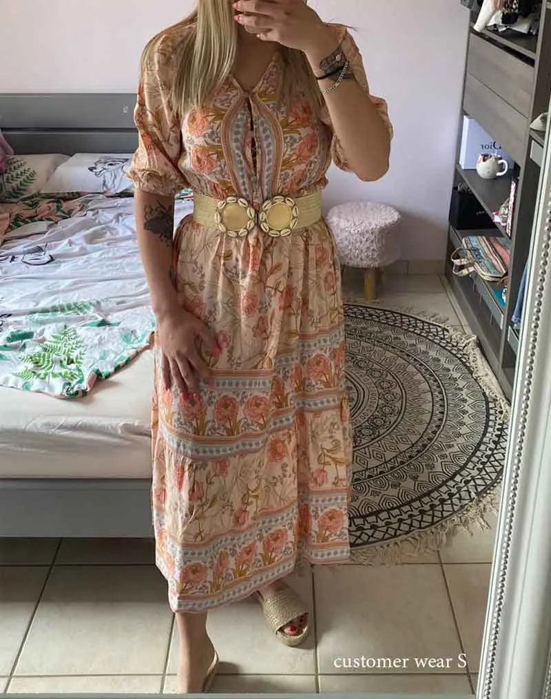 Boho Midi Dress, Sundress, Viola in Blue