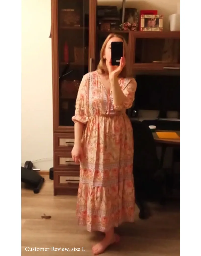 Boho Midi Dress, Sundress, Viola in Blue