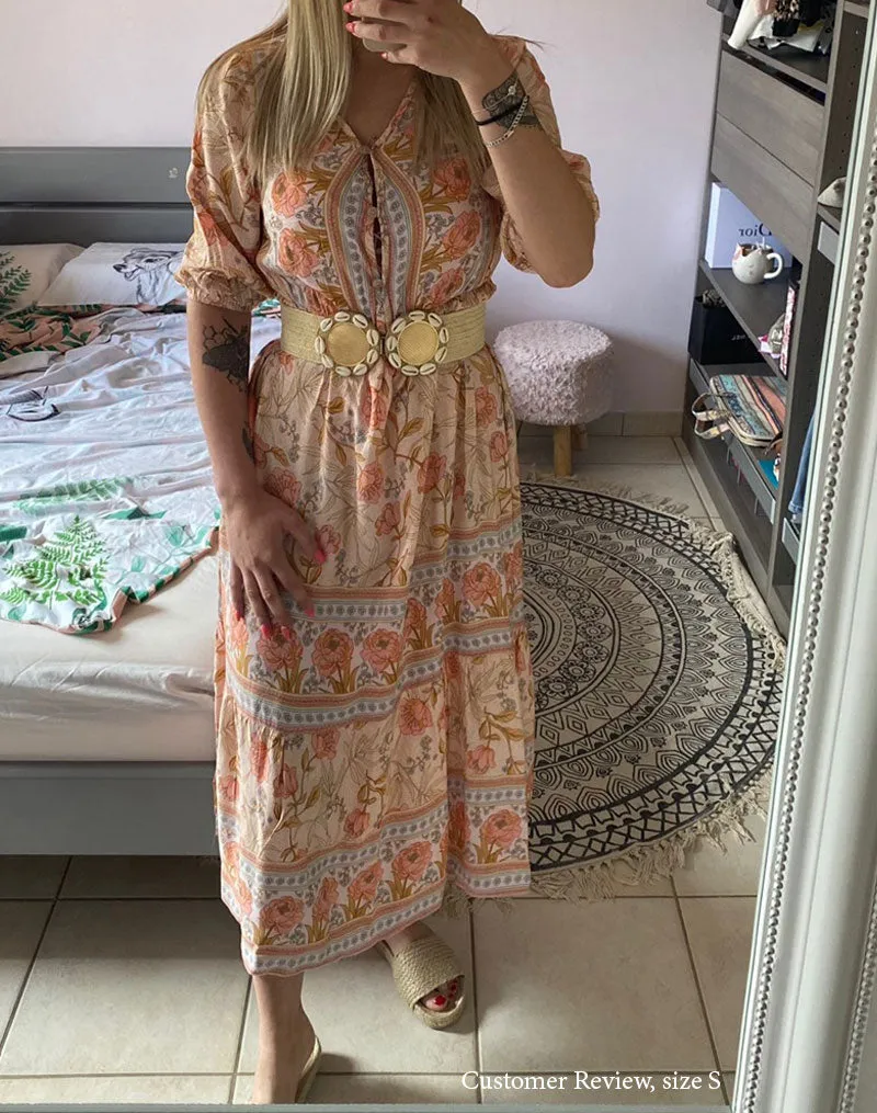 Boho Midi Dress, Sundress, Viola in Blue