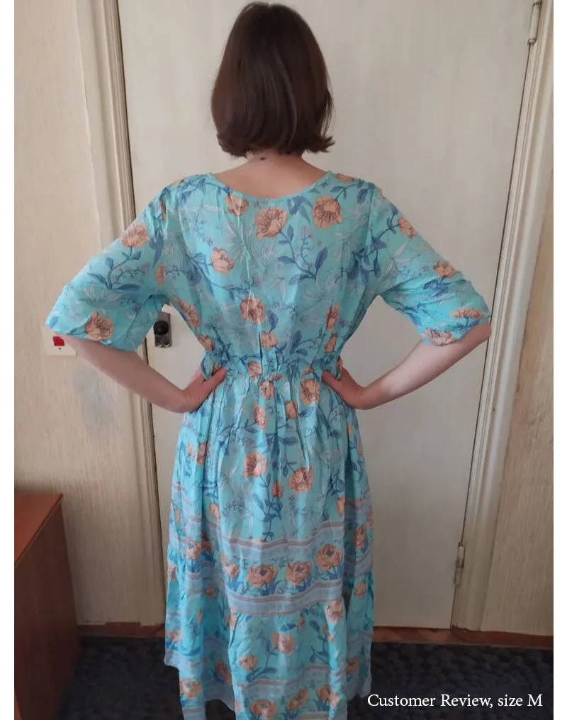 Boho Midi Dress, Sundress, Viola in Blue
