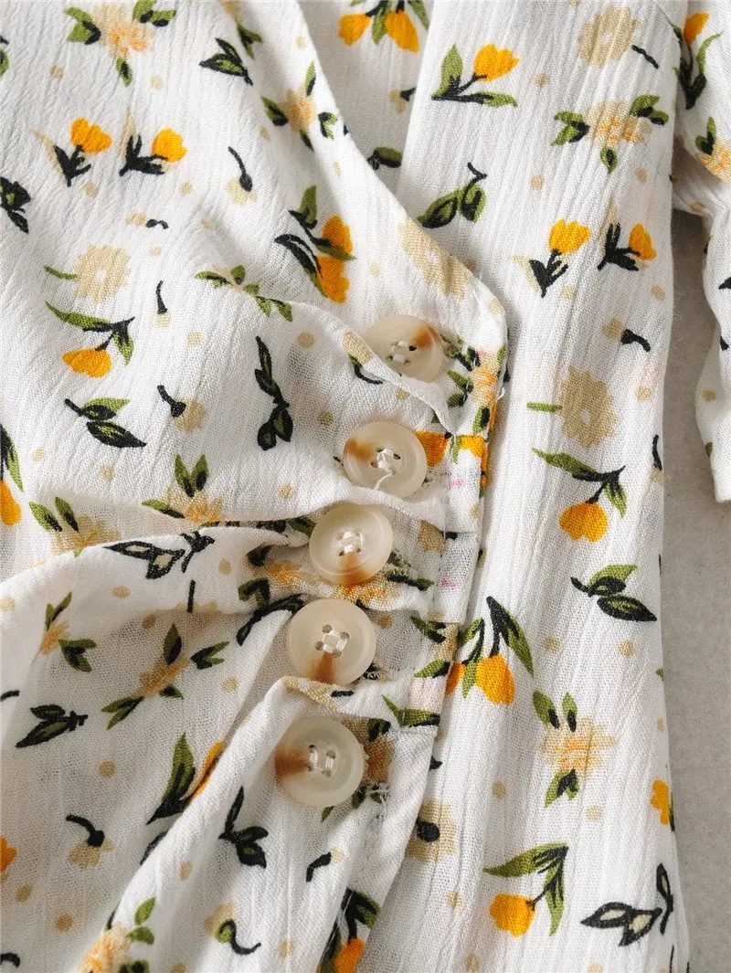 Boho Midi Dress, Sundress, White Flower Child