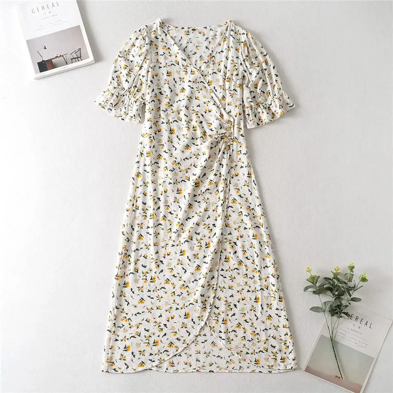Boho Midi Dress, Sundress, White Flower Child