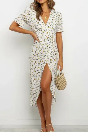 Boho Midi Dress, Sundress, White Flower Child