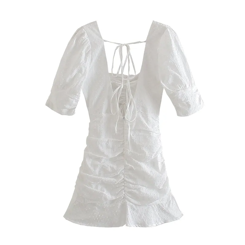 Boho Mini Dress Sundress, Vintage White Malia