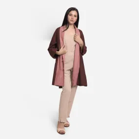 Brown Shawl Collar Short Cotton Outerwear