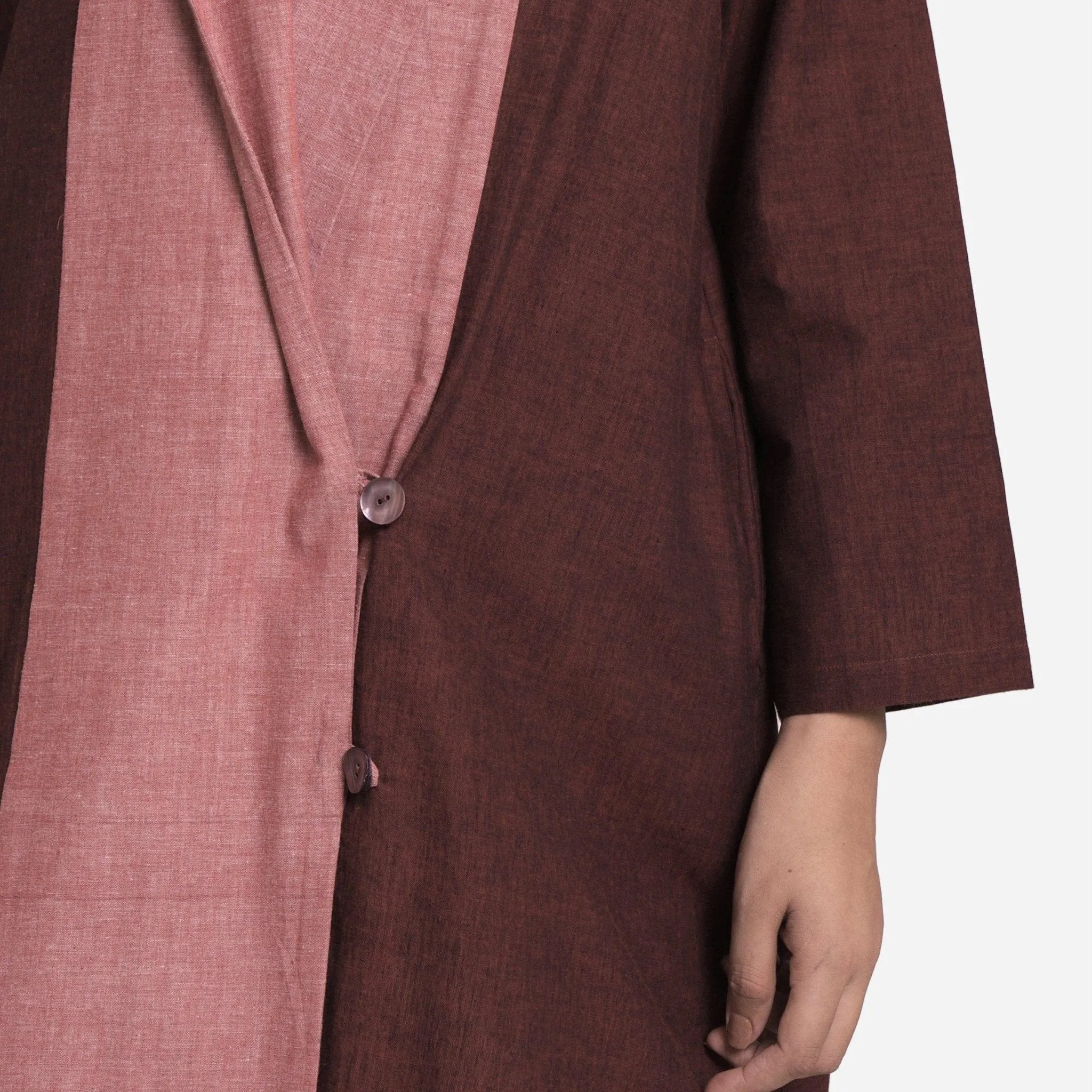 Brown Shawl Collar Short Cotton Outerwear
