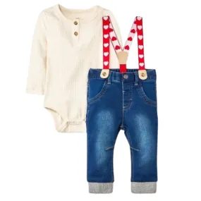CAT & JACK - Baby - Valentines Set Jeans and Suspenders