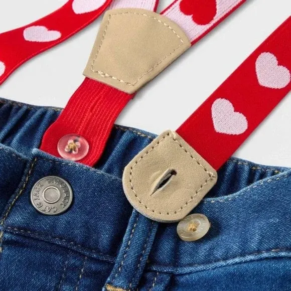 CAT & JACK - Baby - Valentines Set Jeans and Suspenders