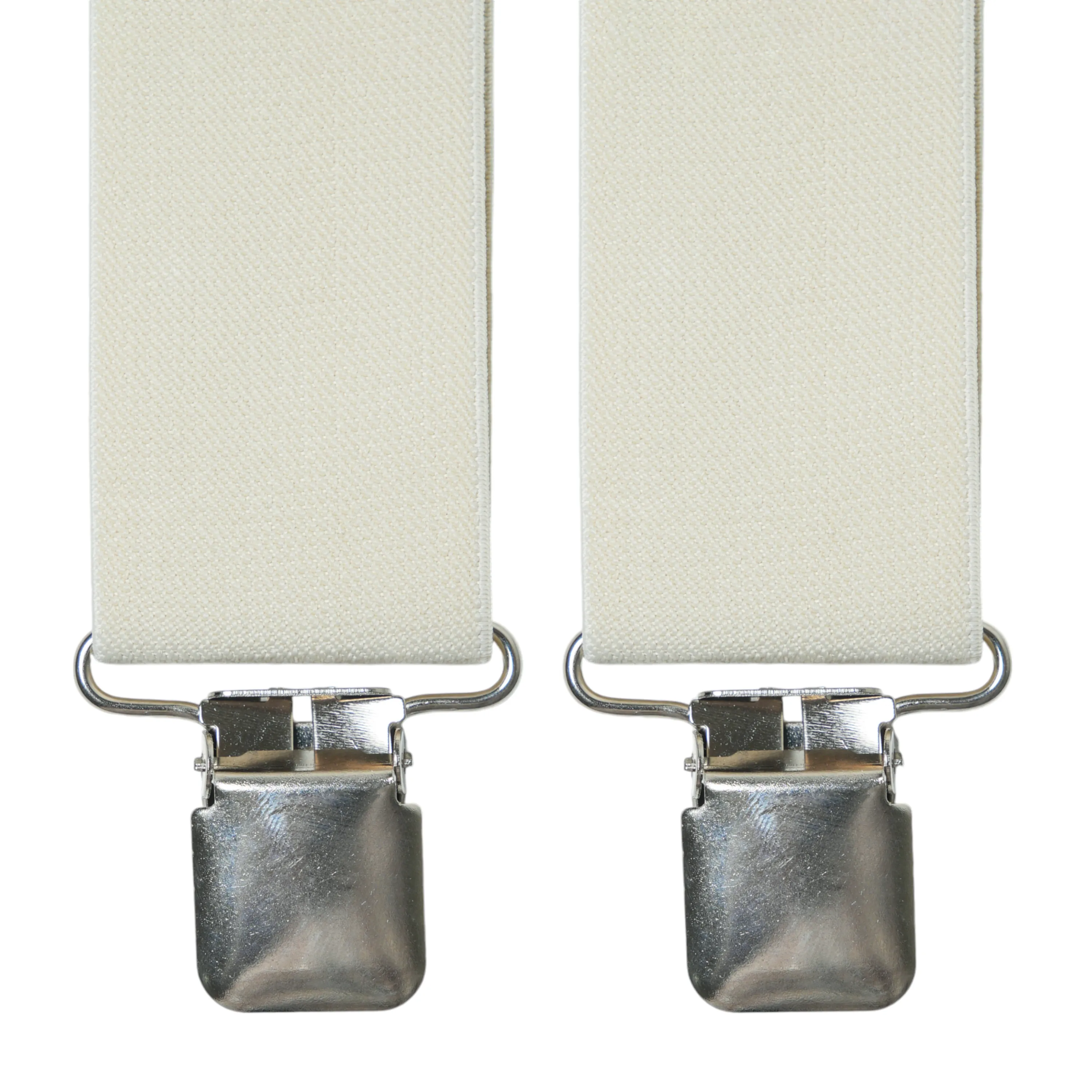 Chokore X-shaped Elastic Suspenders with Metal Clips (Cream)