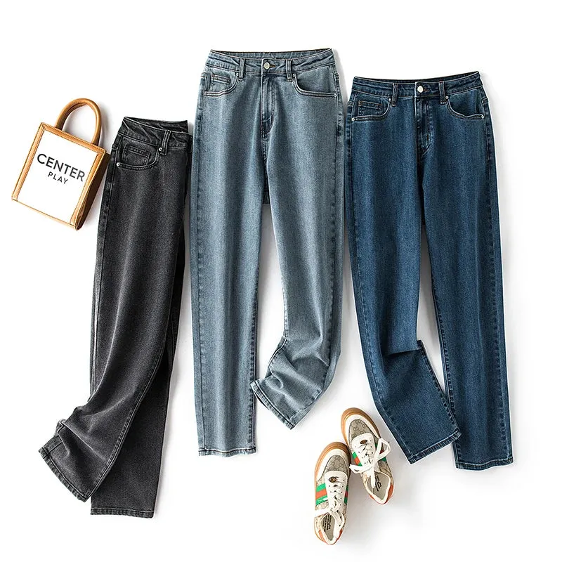 DressBetty - Stretchy Black Straight Jeans for Tall 100kgs Ladies