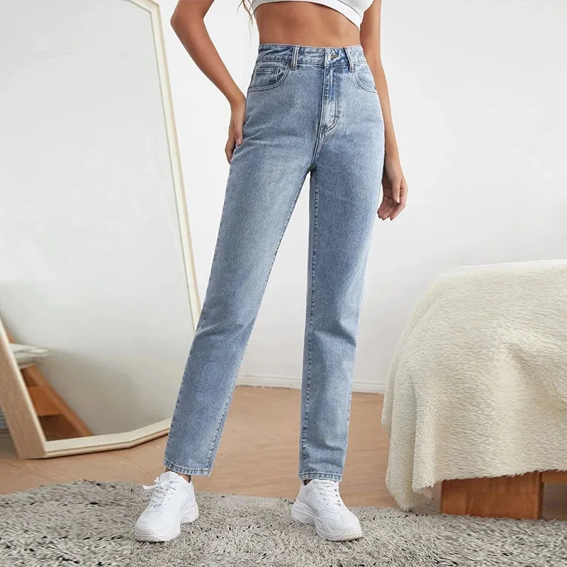 DressBetty - Stretchy Black Straight Jeans for Tall 100kgs Ladies