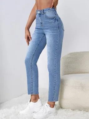 DressBetty - Stretchy Black Straight Jeans for Tall 100kgs Ladies