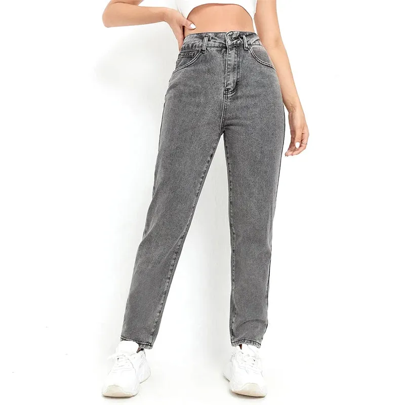DressBetty - Stretchy Black Straight Jeans for Tall 100kgs Ladies