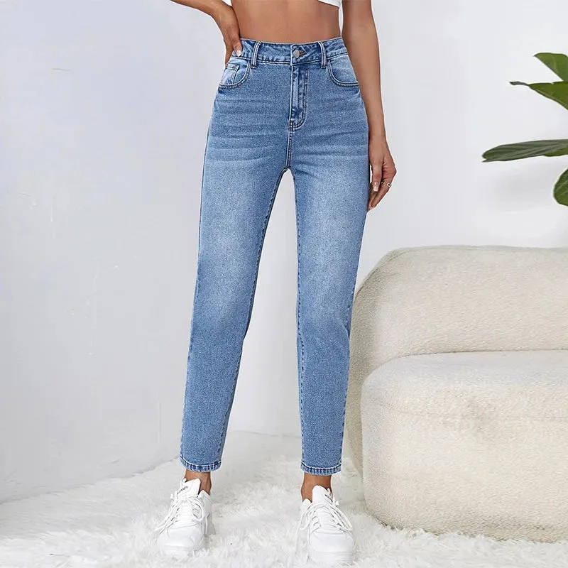 DressBetty - Stretchy Black Straight Jeans for Tall 100kgs Ladies