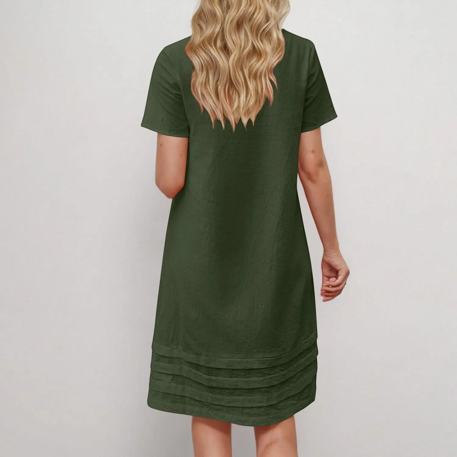 Dresses for Women Casual Summer Short Sleeve Tunic Swing Dress Comfy Loose Fit Travel Work Outfits