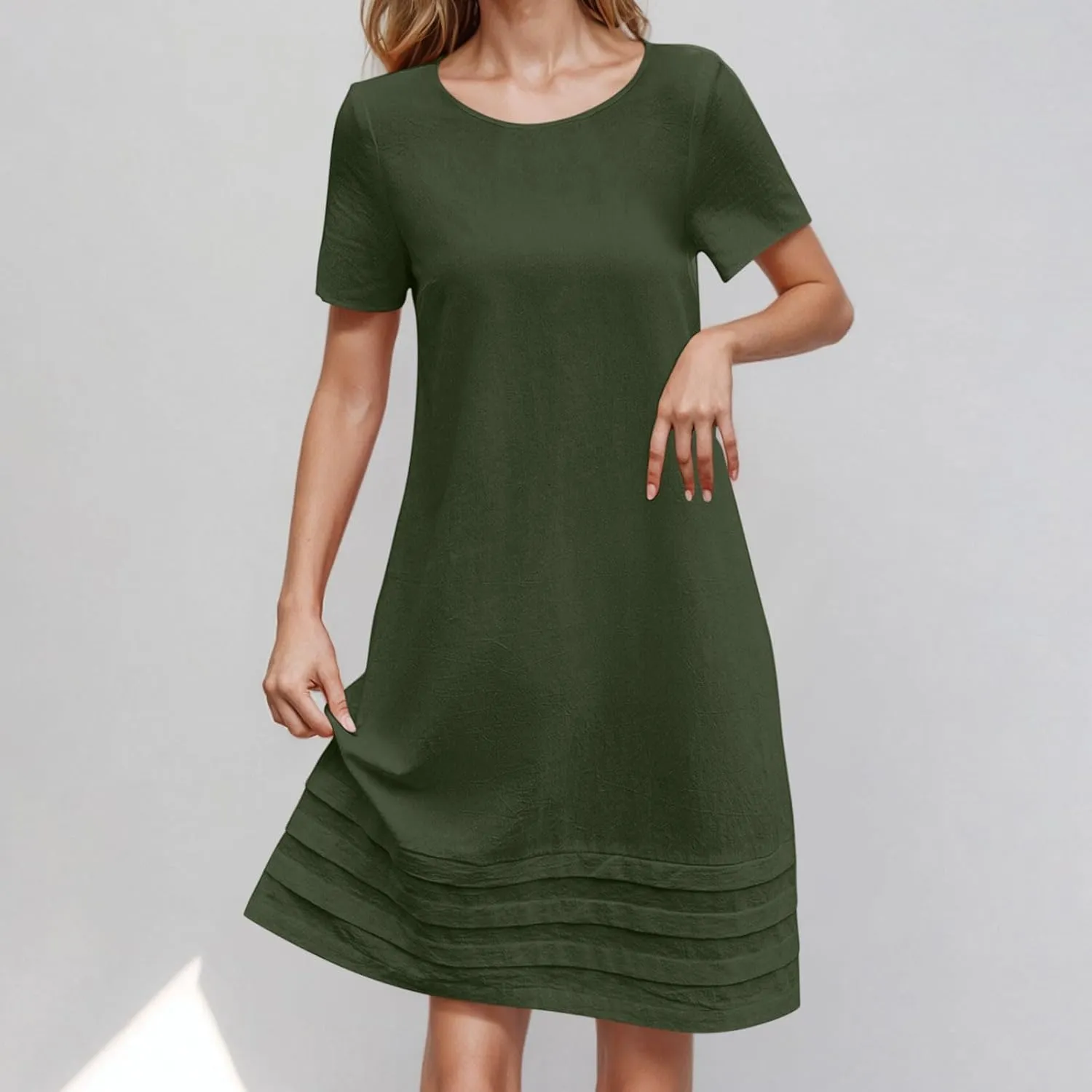 Dresses for Women Casual Summer Short Sleeve Tunic Swing Dress Comfy Loose Fit Travel Work Outfits