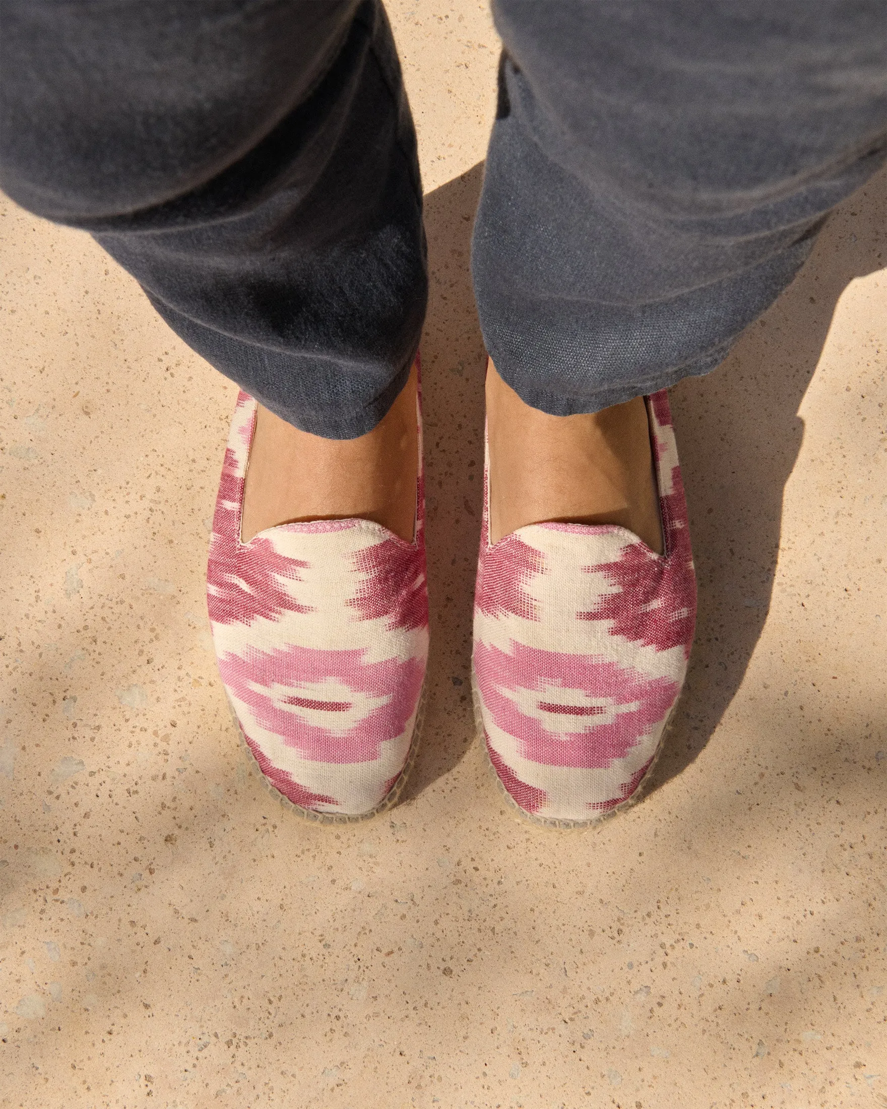Dyed Cotton Espadrilles - G17C0 - Tulum Pink And White Ikat