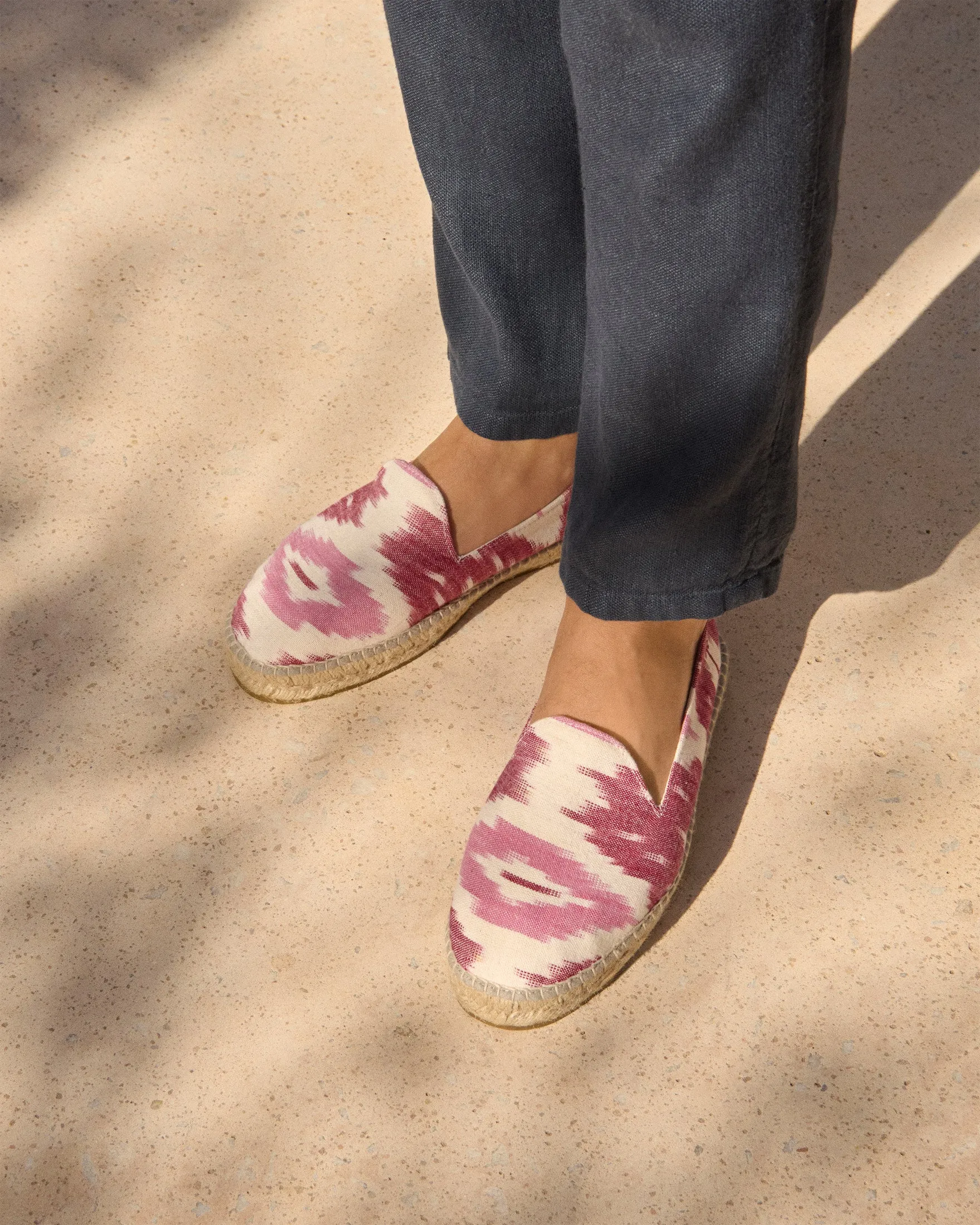Dyed Cotton Espadrilles - G17C0 - Tulum Pink And White Ikat