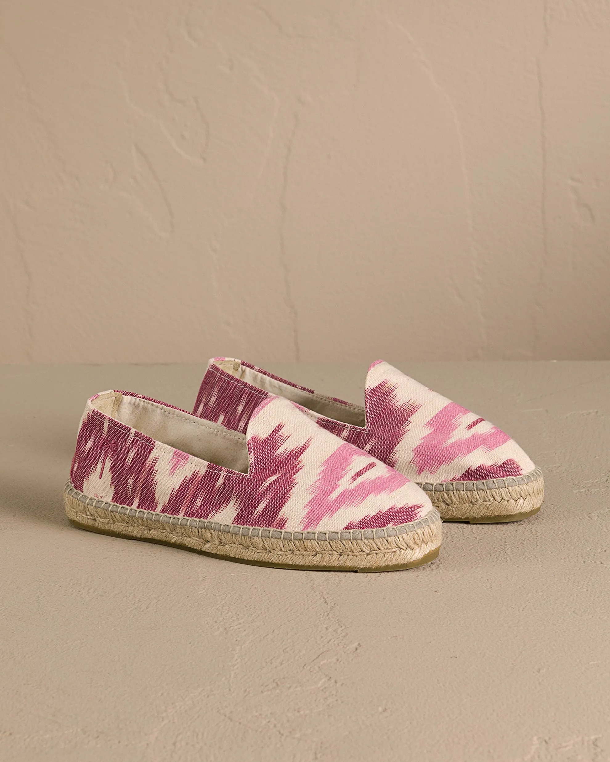 Dyed Cotton Espadrilles - G17C0 - Tulum Pink And White Ikat