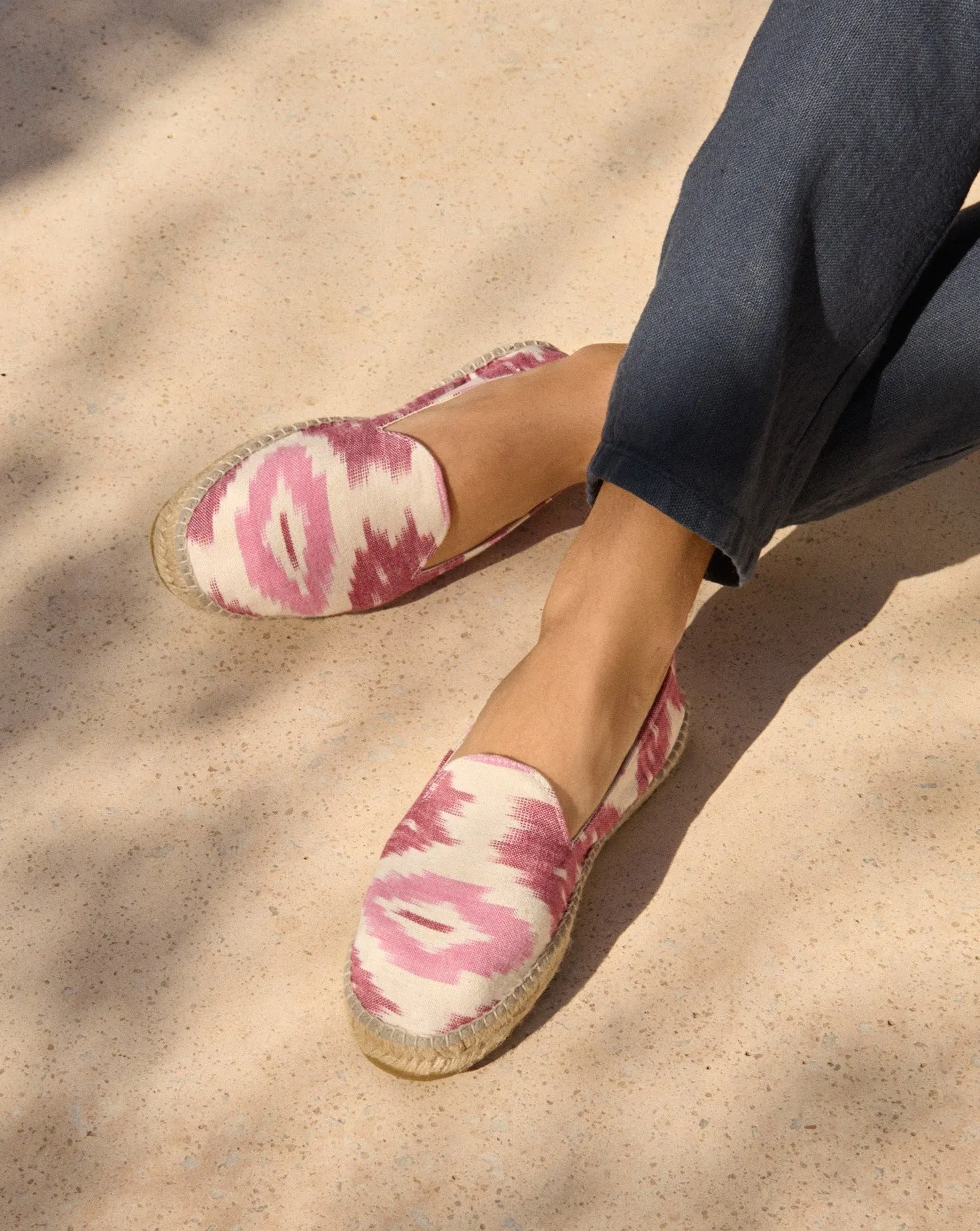 Dyed Cotton Espadrilles - G17C0 - Tulum Pink And White Ikat