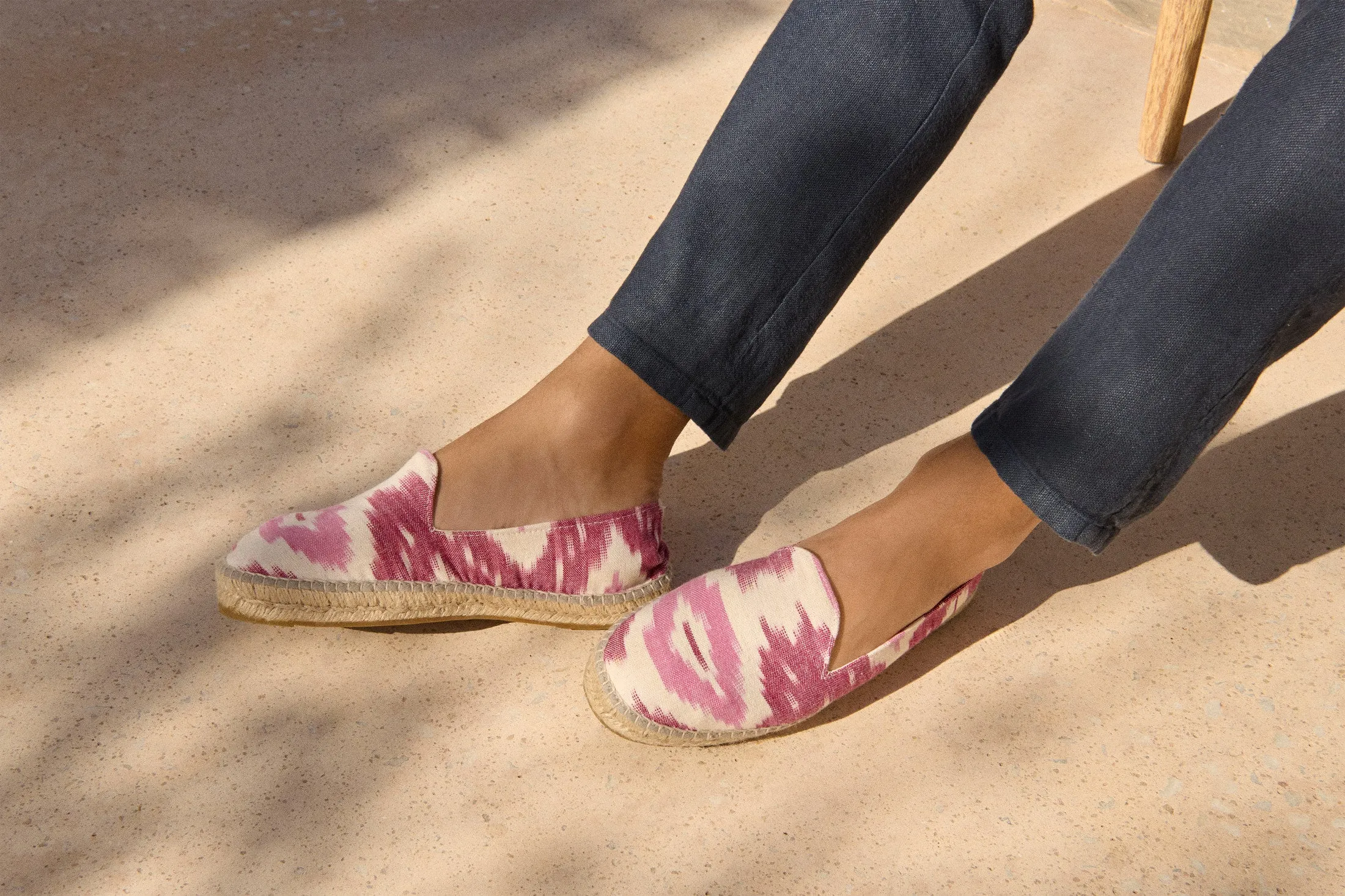 Dyed Cotton Espadrilles - G17C0 - Tulum Pink And White Ikat