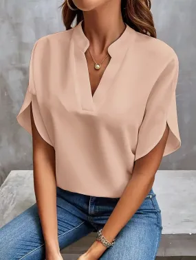 Evelyn - Elegant V-neck Short Sleeve Blouse for Women
