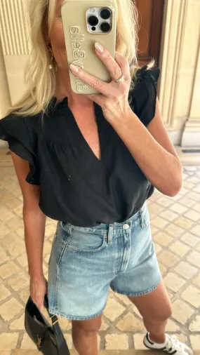 FINAL SALE!! Poppy Linen Blouse in Black