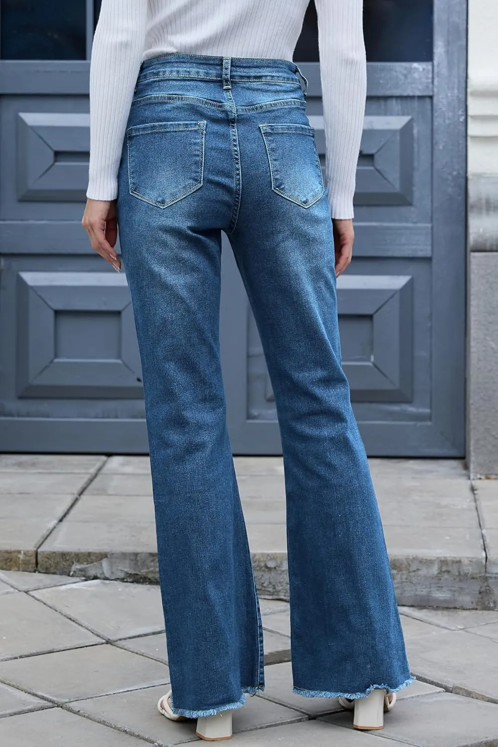 Flare Bell Bottom Jeans for Women High Waisted Wide Leg Bootcut Jeans Stretchy Denim Pants