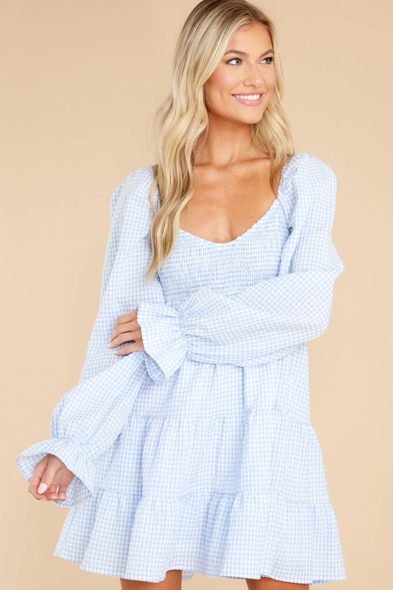For My Darling Dusty Blue Gingham Dress