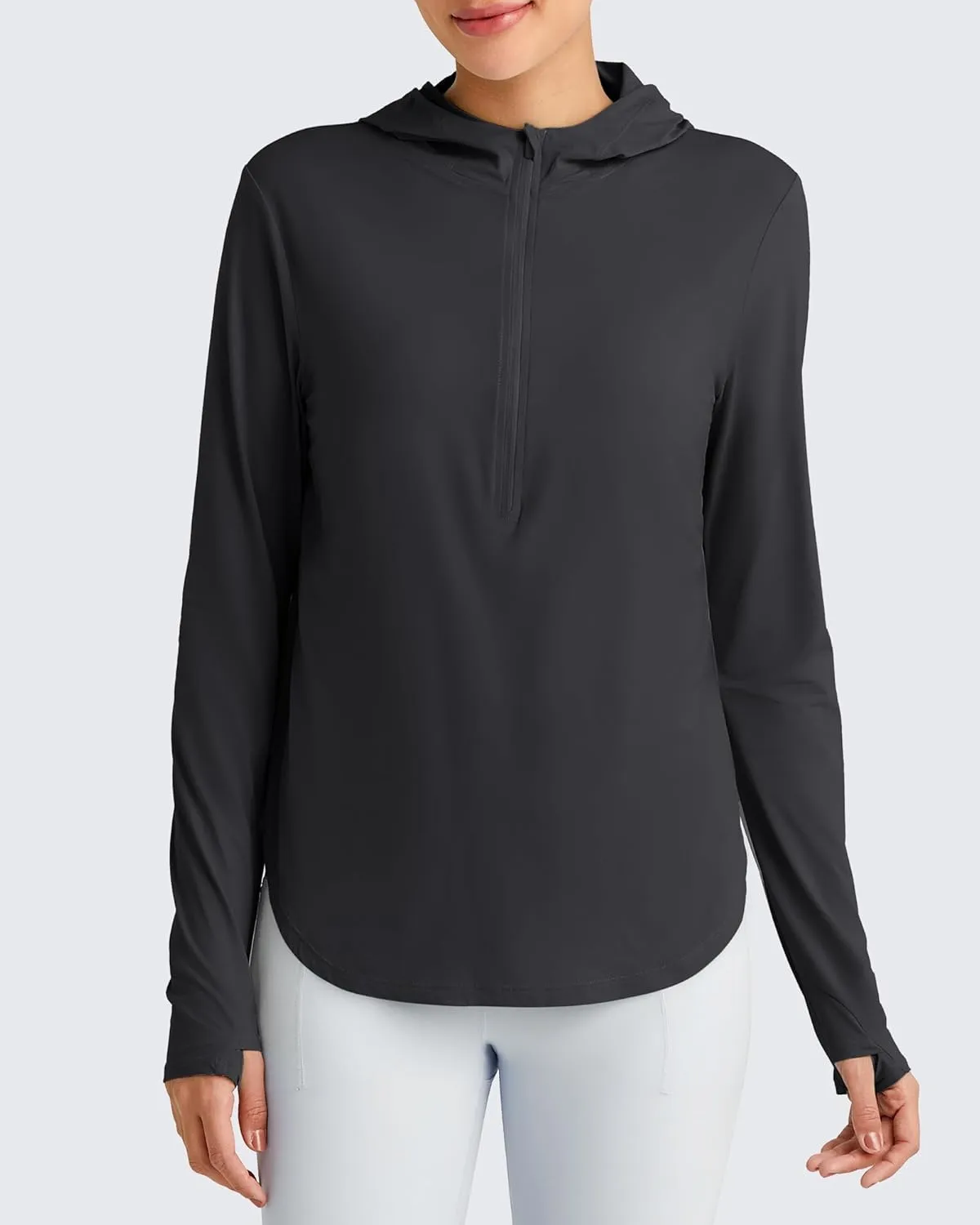 G4Free Lightbreeze Womens UPF 50  Sun Shirts with Hoodie Long Sleeve Workout Tops Half Zip Rash Guard Hiking Fishing