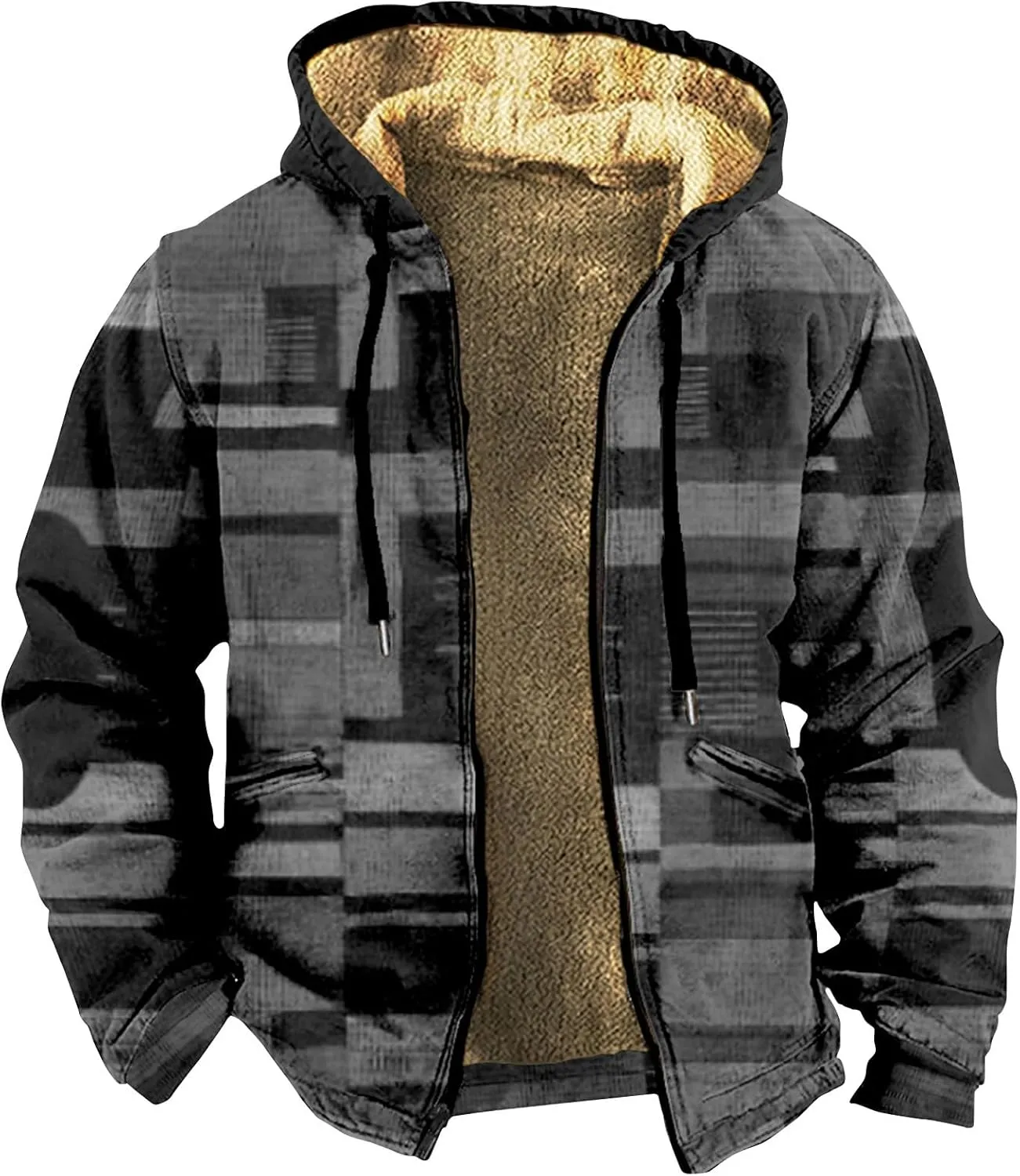 Gentle Casual Novelty Coats Long Sleeve Zipper Hooded Comfortable Fit Coat Outerwear Coats for Men
