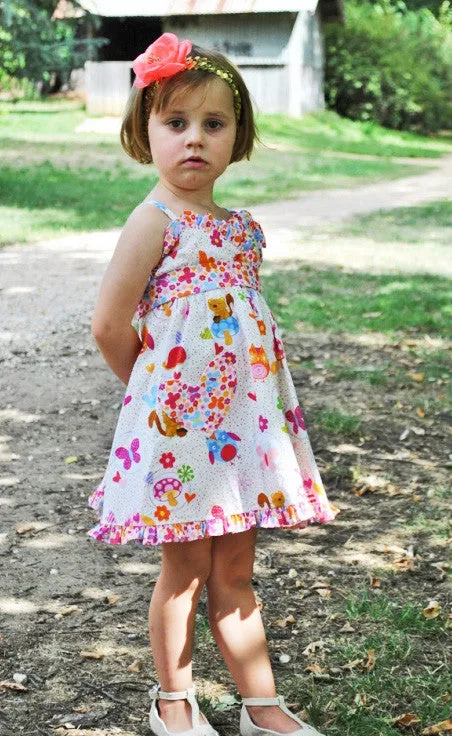 Girls sundress pdf sewing pattern Little Cup Cake Dress sizes 1 - 10 years with 2 versions