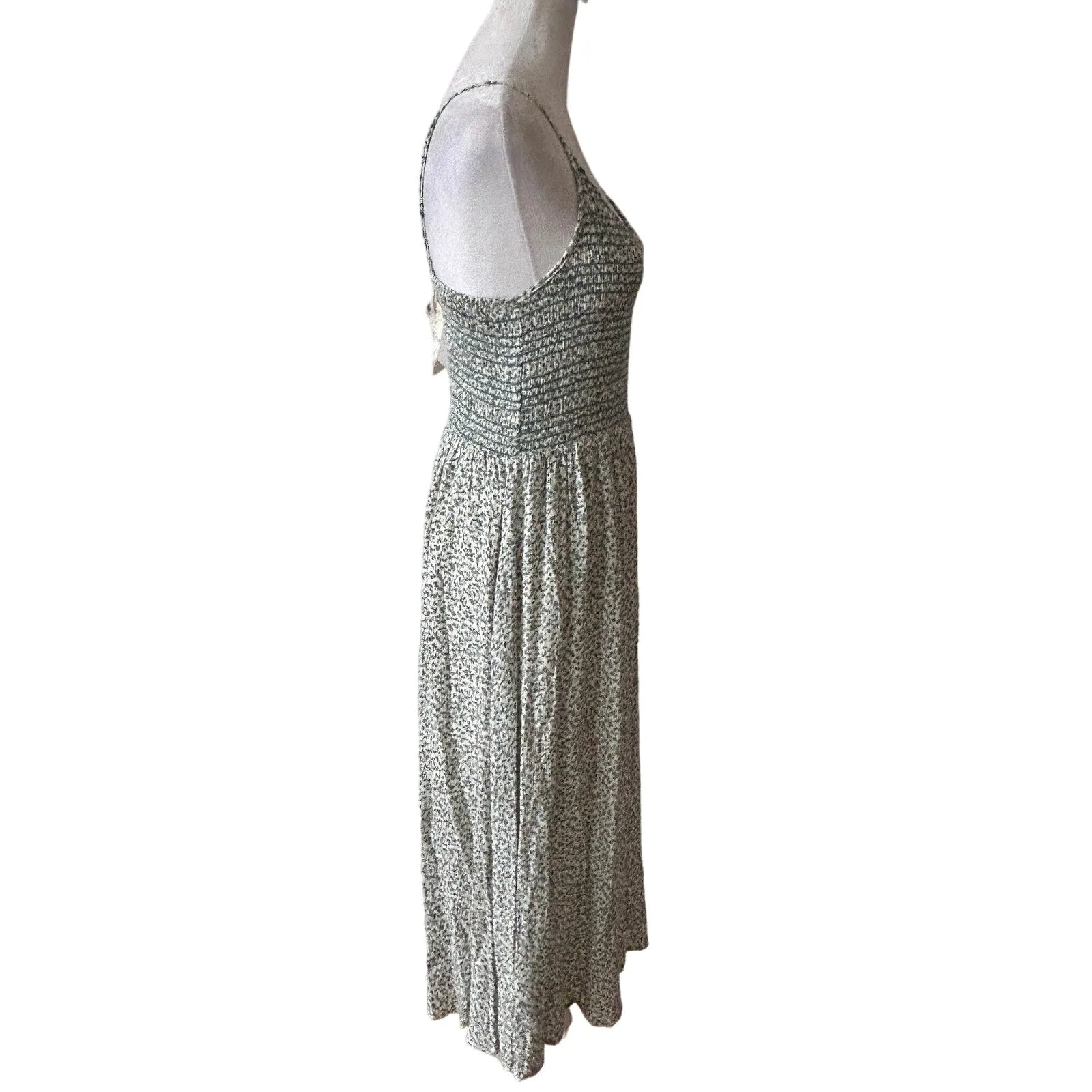 Hem & Thread NWT Green and Ivory Nicole Midi Sundress Boho Womens Size Medium