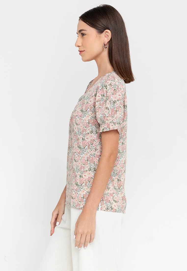 Krizia Pearl Detail Puff Sleeves Blouse Top