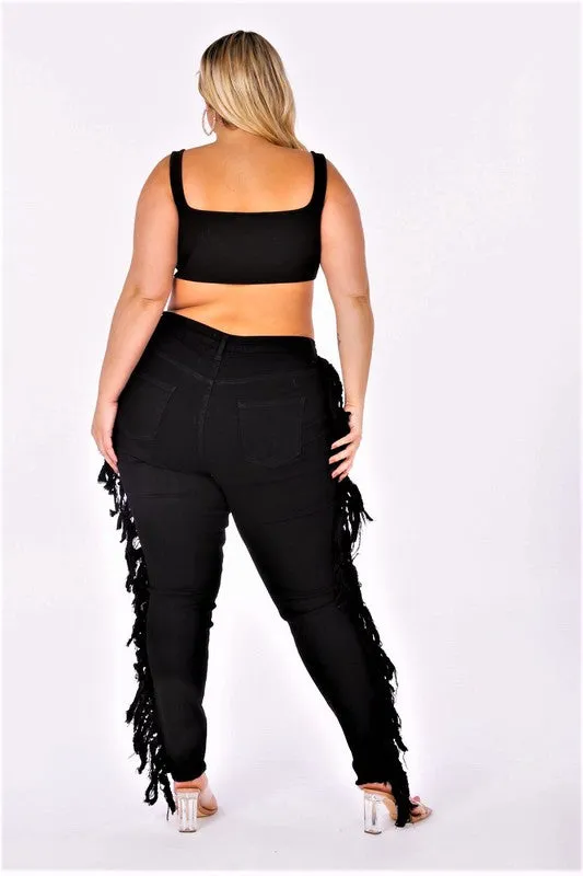 Lace Me Up Curve Skinny Jeans Black