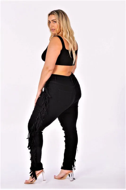 Lace Me Up Curve Skinny Jeans Black