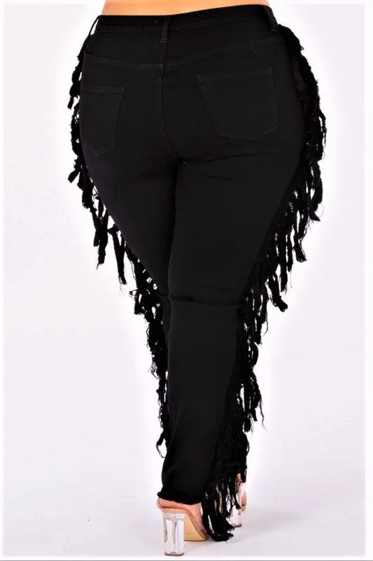 Lace Me Up Curve Skinny Jeans Black