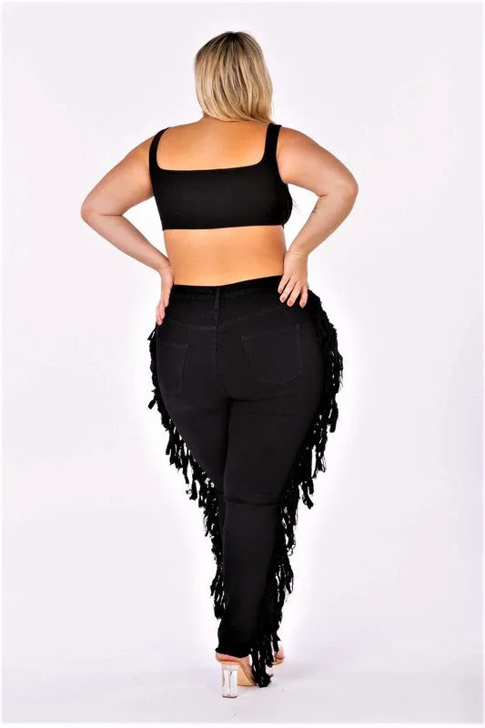Lace Me Up Curve Skinny Jeans Black