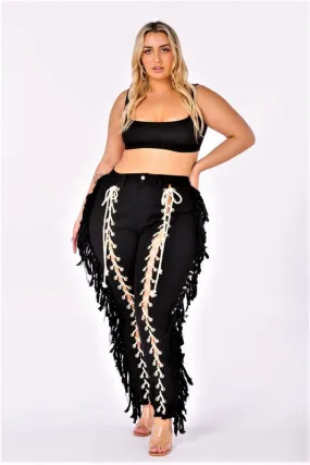 Lace Me Up Curve Skinny Jeans Black