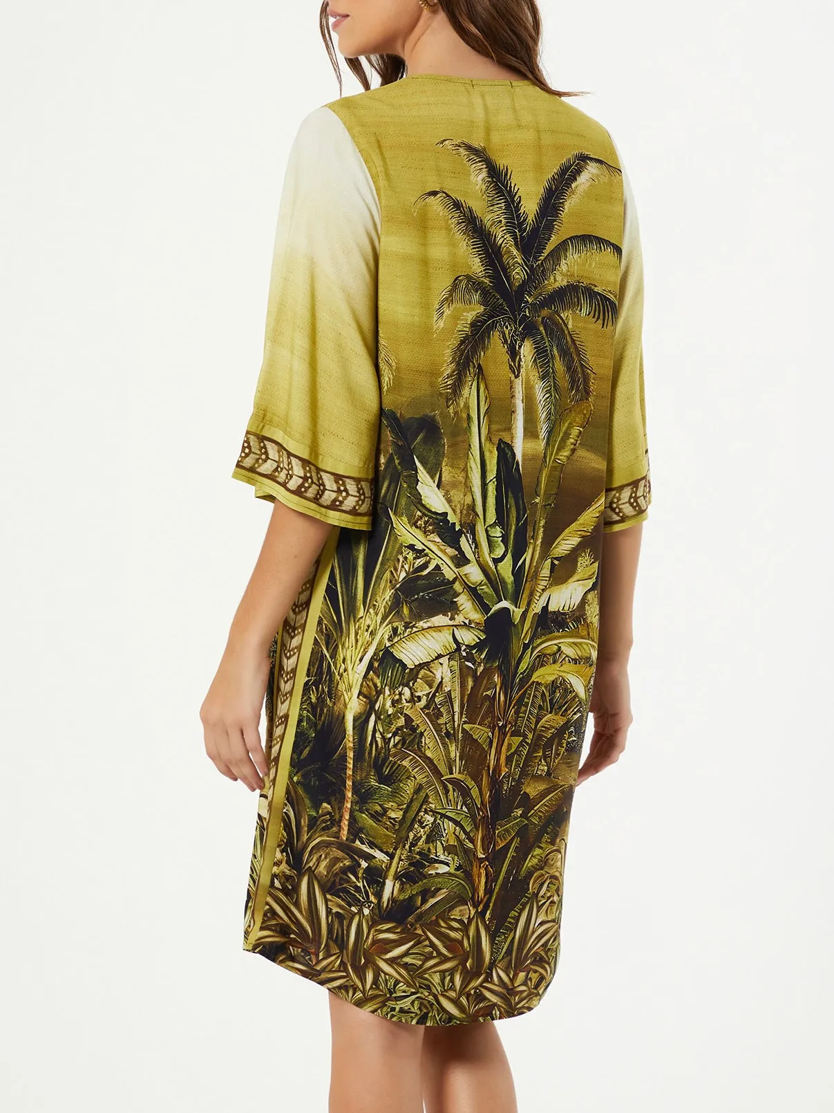 Landscape Print Dress - Olive