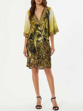 Landscape Print Dress - Olive