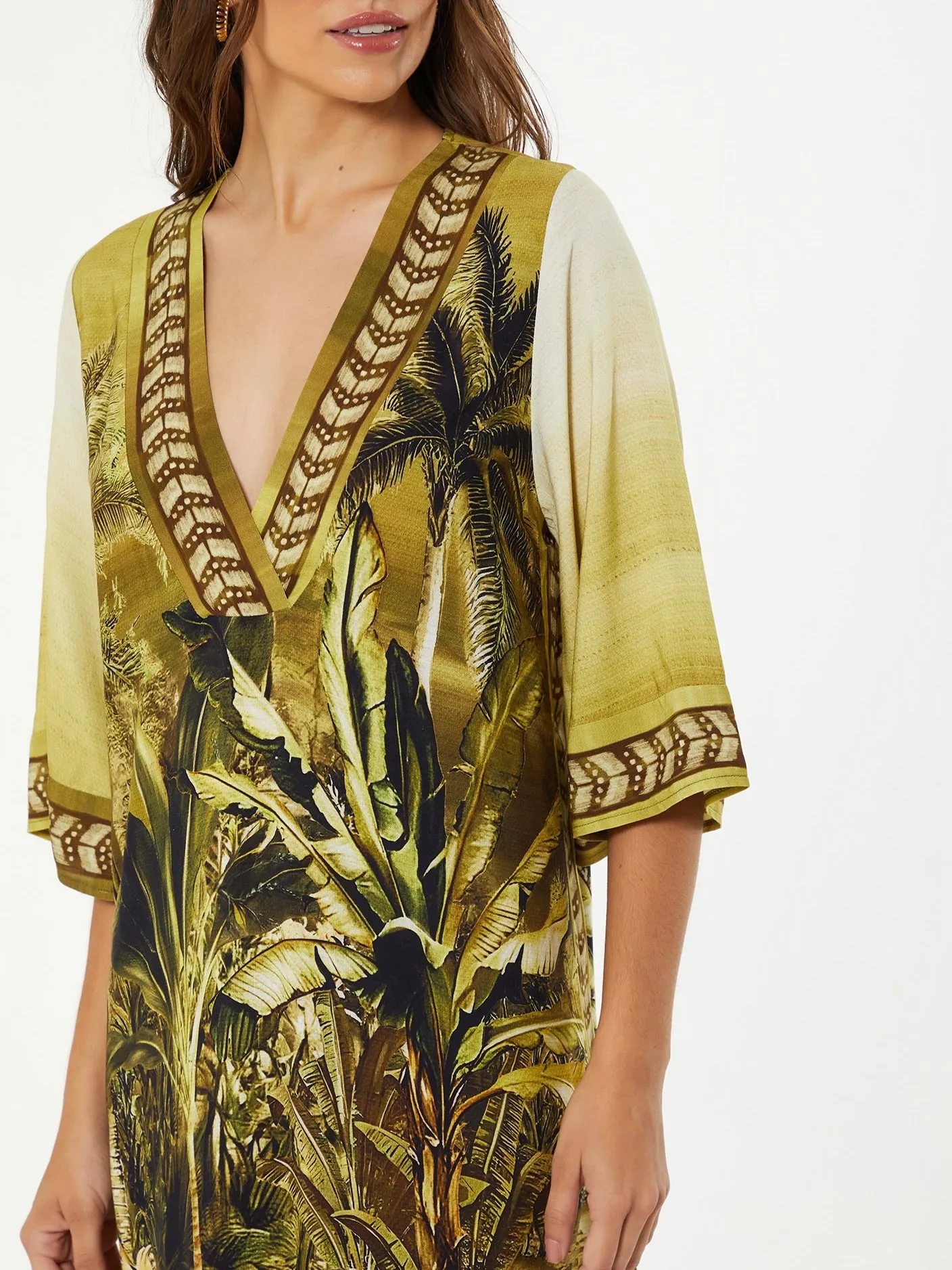 Landscape Print Dress - Olive